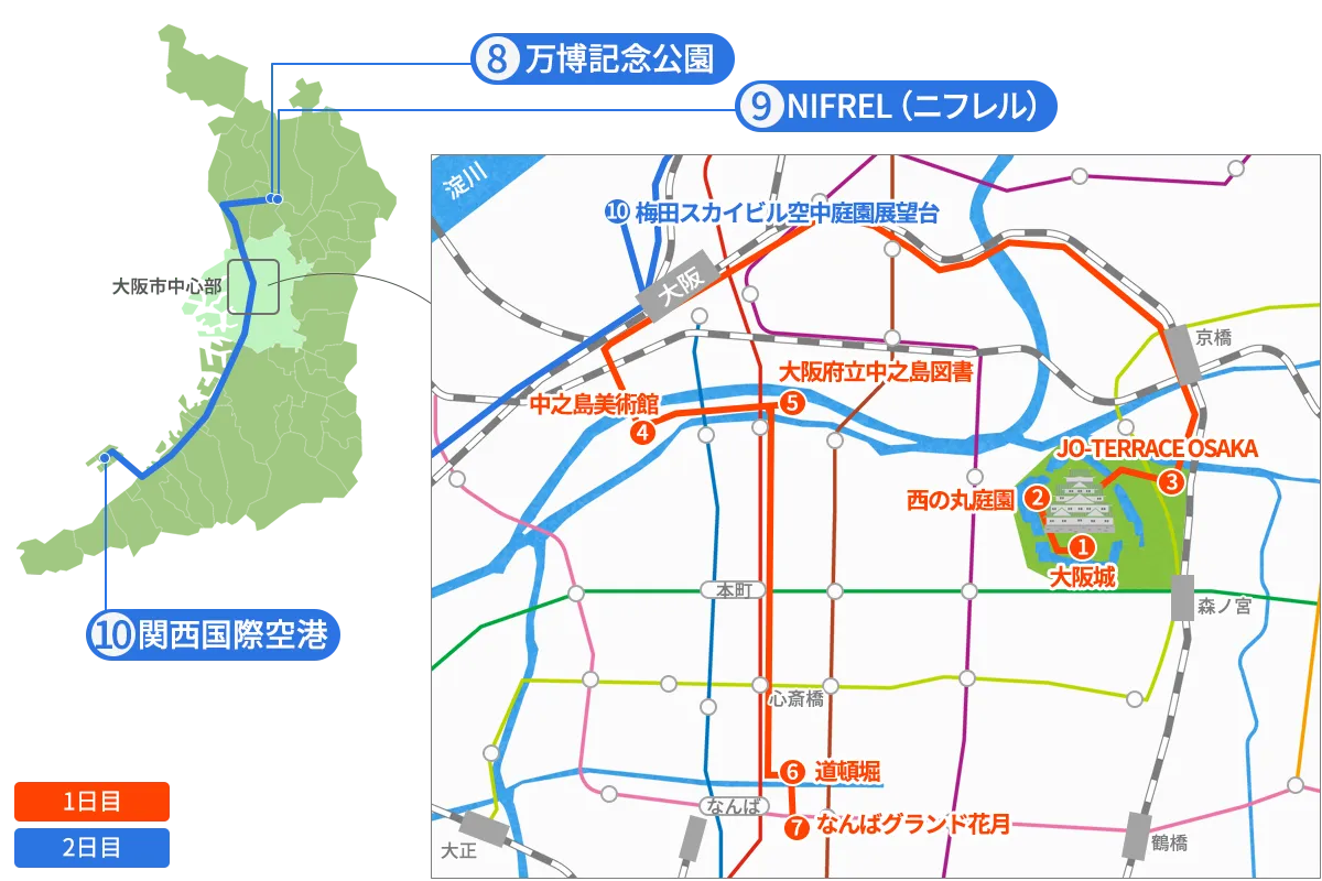 大阪 モデルコース 観光 1泊2日